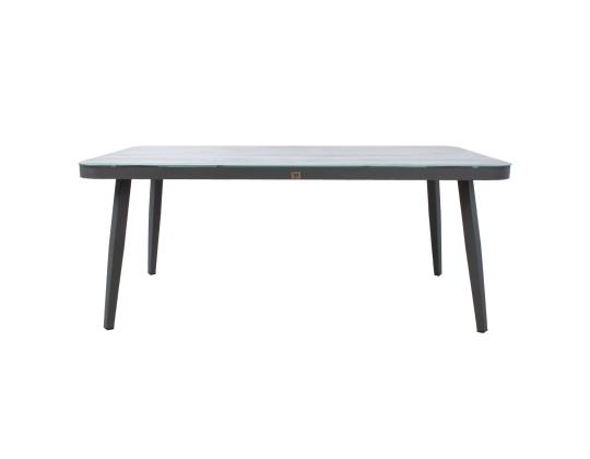 Pöytä MARIE 180x90xH74cm, harmaa, alumiini, lasi