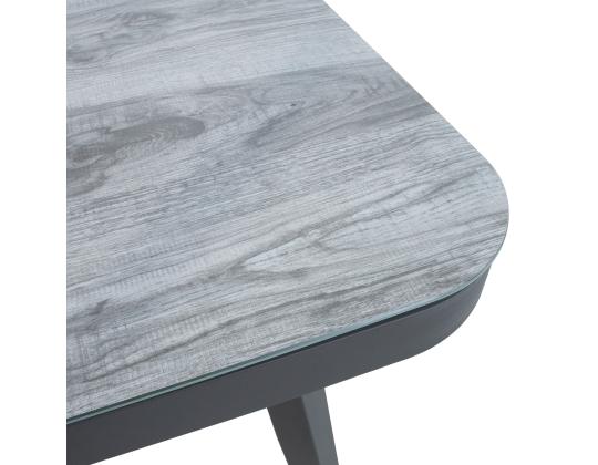 Pöytä MARIE 180x90xH74cm, harmaa, alumiini, lasi