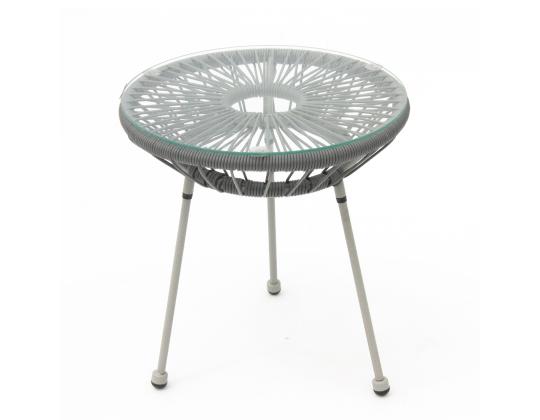 Parvekesetti COMO harmaa, pöytä D42xH45cm, 2 tuolia 70x80xH36/83cm, teräs, muovipunos
