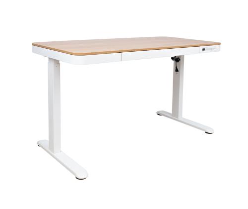 Säädettävä pöytä ERGO 1-moottori 120x60xK72-121cm, valkoinen/tammi