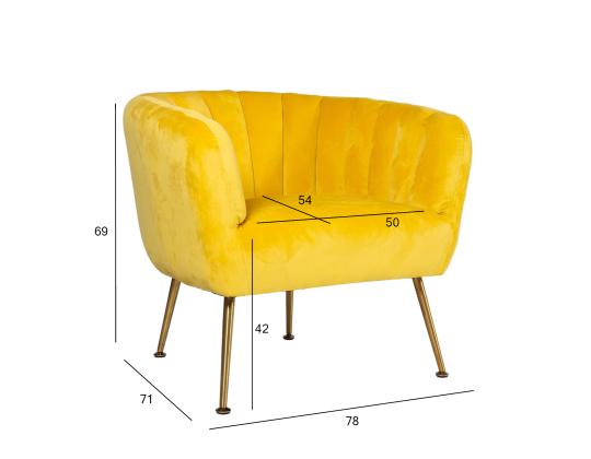 Nojatuoli TUCKER keltainen, 78x71xH69cm, polyesterikangas, ruostumaton teräs