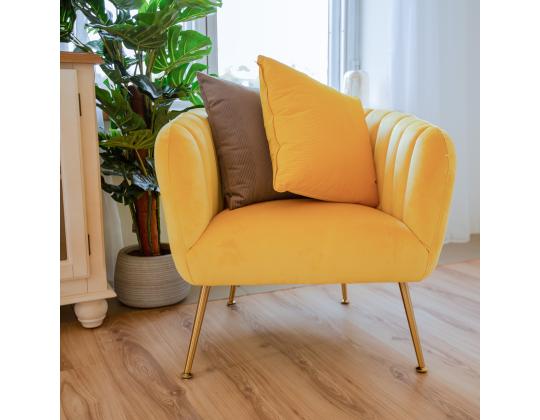 Nojatuoli TUCKER keltainen, 78x71xH69cm, polyesterikangas, ruostumaton teräs