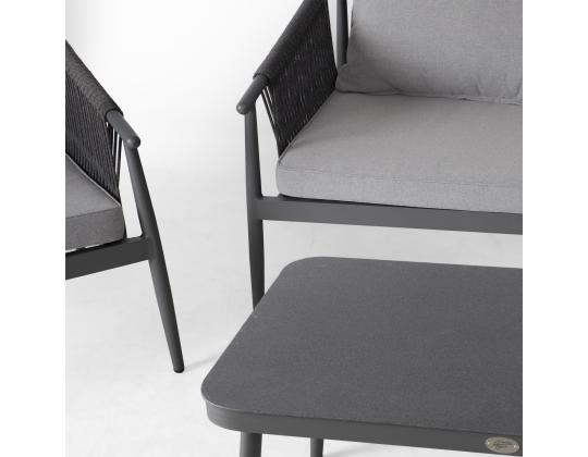 Puutarhakalusteet setti WEILBURG pöytä 100x55xH45cm, sohva 150x77xH73cm, 2 tuolia 70x77xH73cm, alumiini
