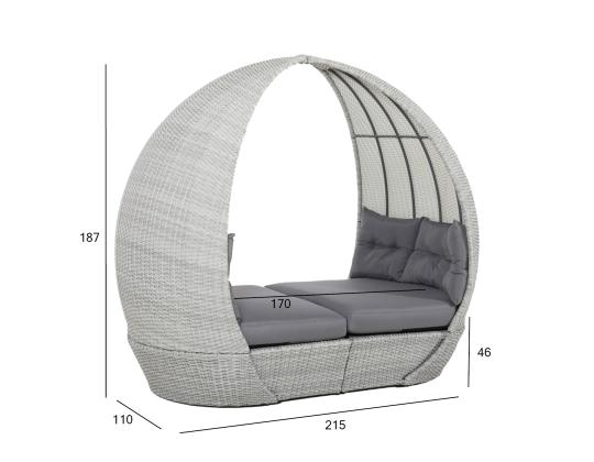 Lebola ASCOT 215x110xH187cm, harmaa, alumiini, muovipunos