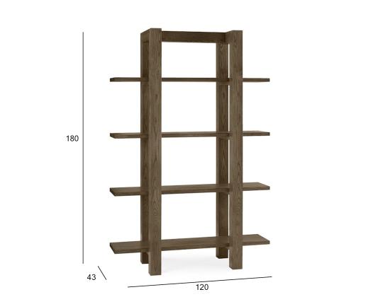 Hylly TURIN 120x43H180cm savustammi, MDF tammiviilulla, puu, öljytty