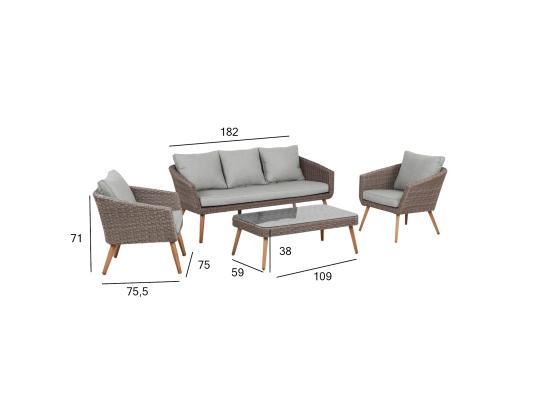 Puutarhakalusteet NORWAY pöytä, sohva ja 2 tuolia