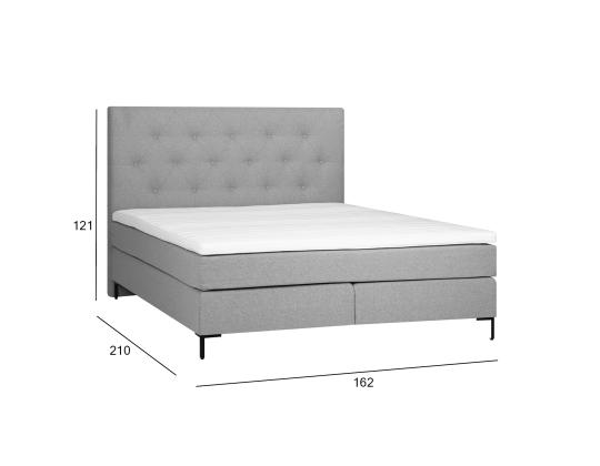 Mannermainen sänky LEONI 160x200cm, patjalla, harmaa, 162x210xH121cm