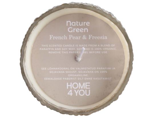 Tuoksukynttilä lasissa NATURE GREEN H7,5cm, ranskalainen päärynä & freesia