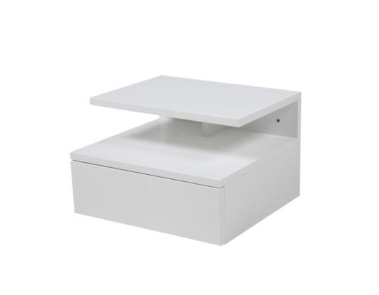 Yöpöytäkaappi ASHLAN 35x32xH22,5cm, hyllyllä ja laatikolla, seinäasennus, materiaali: puu, väri: valkoinen, viimeistely: lakattu