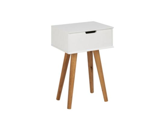 Yöpöytä MITRA 40x30xH61,5cm, laatikolla, valkoinen/tammi