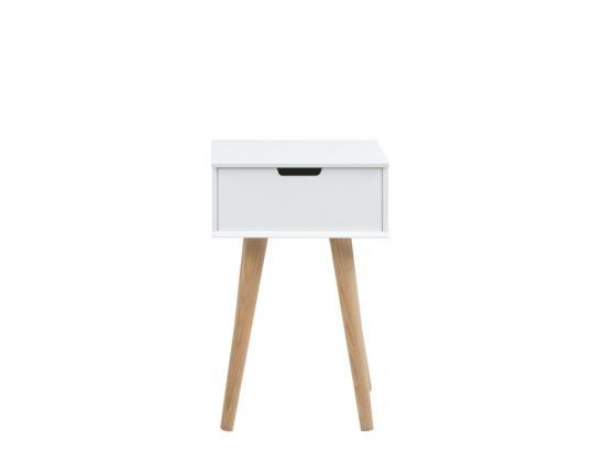 Yöpöytä MITRA 40x30xH61,5cm, laatikolla, valkoinen/tammi