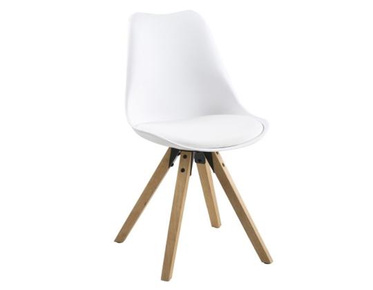 Tuoli DIMA 44x42xH85cm, istuin: tekonahka, selkänoja: muovi, väri: valkoinen, jalat: kumipuu, viimeistely: tammi petsi