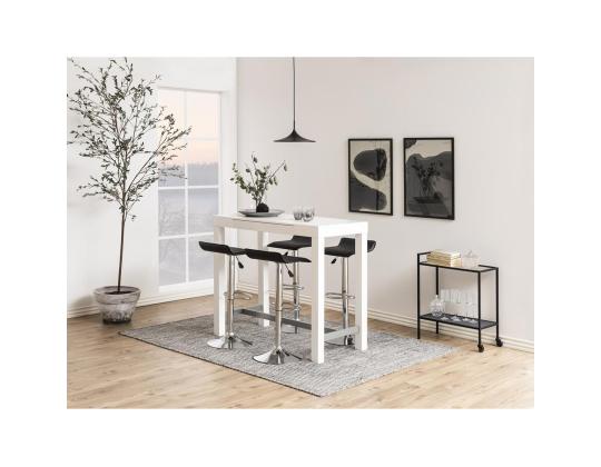 Tarjoilupöytä SEAFORD 60x30xH75cm, hyllyt: läpinäkyvä/mattamusta 5mm lasi, runko: musta metalli