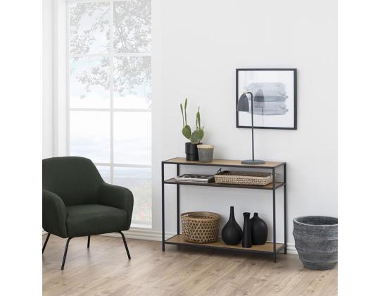 Sivupöytä SEAFORD, 100x35xH79cm, pöytälevy: huonekalulevy laminoidulla pinnoitteella, väri: tammi, runko: metalli, väri: musta