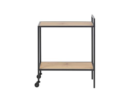 Tarjoilupöytä SEAFORD 60x30xH75cm, hyllyt: huonekalulevy laminoidulla pinnoitteella, väri: tammi, runko: musta metalli