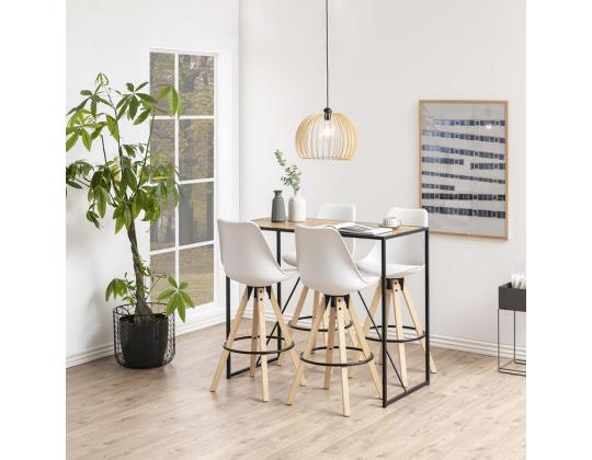 Baaripöytä SEAFORD 120x60xH105cm, pöytälevy: huonekalulevy laminoidulla pinnoitteella, väri: tammi, runko: musta metalli