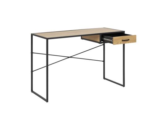 Työpöytä SEAFORD 110x45xH75cm, tammi/musta, huonekalulevy, metalli