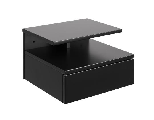 Yöpöytäkaappi ASHLAN 35x32xH22,5cm, hyllyllä ja laatikolla, seinäasennus, materiaali: puu, väri: musta, viimeistely: lakattu