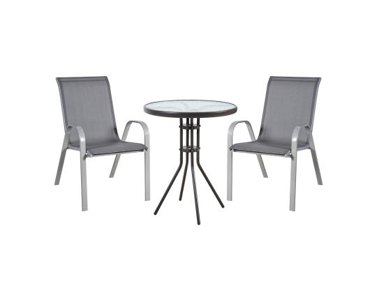 Puutarhakalusteet DUBLIN pöytä, 2 tuolia, harmaa