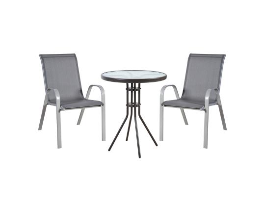 Puutarhakalusteet DUBLIN pöytä, 2 tuolia, harmaa