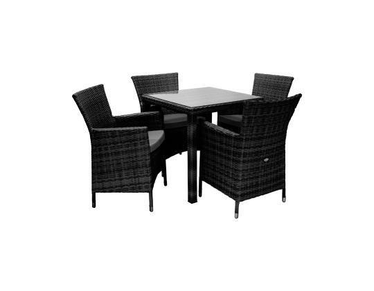 Puutarhakalusteet WICKER pöytä ja 4 tuolia, musta