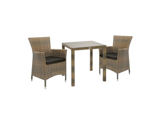 Puutarhakalusteet WICKER pöytä ja 2 tuolia, cappuccino