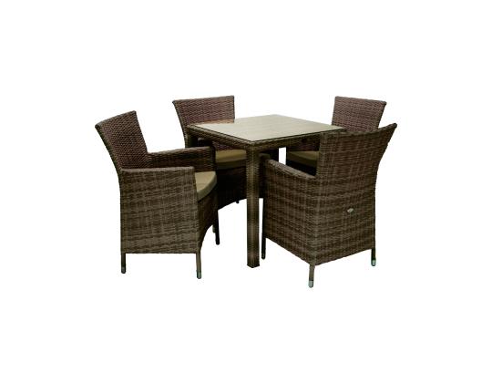 Puutarhakalusteet WICKER pöytä ja 4 tuolia, tummanruskea
