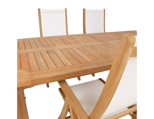 Ruokapöytäsarja BALI pöytä 220x100xH75cm, 6 tuolia 60x70xH110cm, tiikkipuu