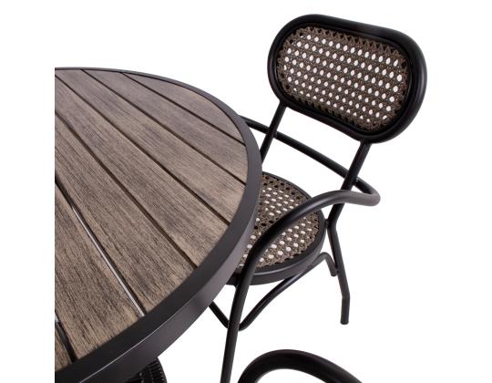Puutarhakalustesarja BOLGHER pöytä D90xH74cm, 4 tuolia 56x62xH83cm, alumiinia, muovipunos