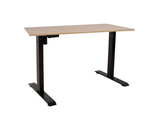 Säädettävä pöytä ERGO 1 moottorilla 140x70xH71-121cm, hickory puu/musta, melamiinilevy
