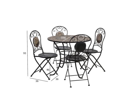 Puutarhakalusteet MOSAIC-pöytä ja 4 tuolia