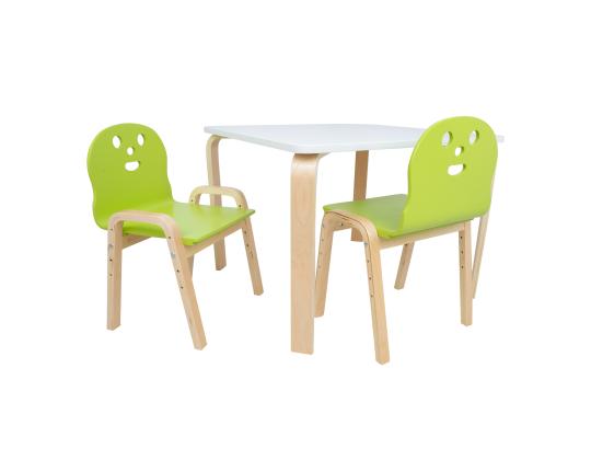 Lasten setti HAPPY pöytä ja 2 tuolia, valkoinen/vihreä