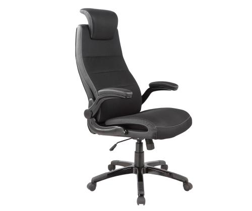 Työtuoli PISTOIA, 68x72xH113-121cm, musta, kangas, keinonahka, muovi