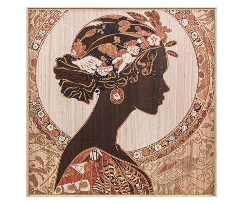 Seinäkuva puinen 80x80cm, nainen-1