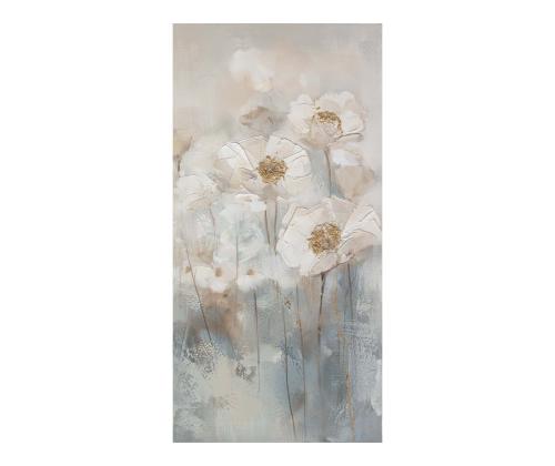 Öljymaalaus 60x120cm, valkoiset kukat