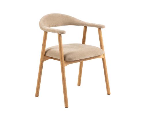 Tuoli ADDI kahvoilla, beige, 56x54xH75,5cm, kangas, öljytty runko