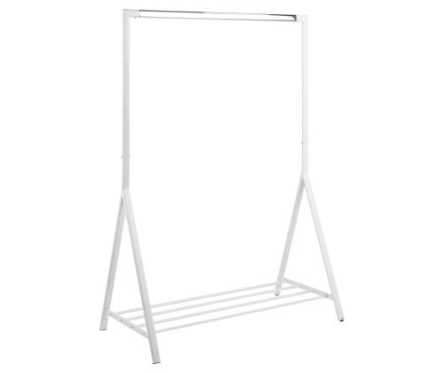 Teline BRENT 117x59xH165cm, hyllyllä, metallia, valkoinen/kromi