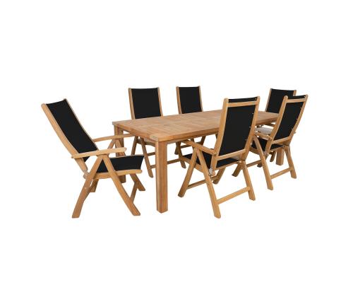 BALI ruokapöytäsetti 6 tuolilla, musta