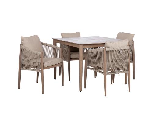 Puutarhakalustesarja MEDINA pöytä ja 4 tuolia, beige
