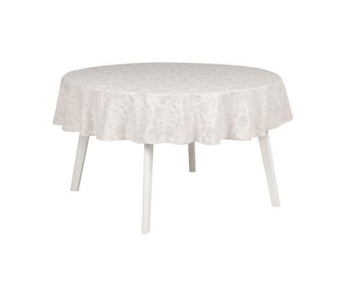 Pöytäliina PARTY pitsillä, D170cm, vaaleat kukat, 50% polyesteri, 50% puuvilla, kangas 589