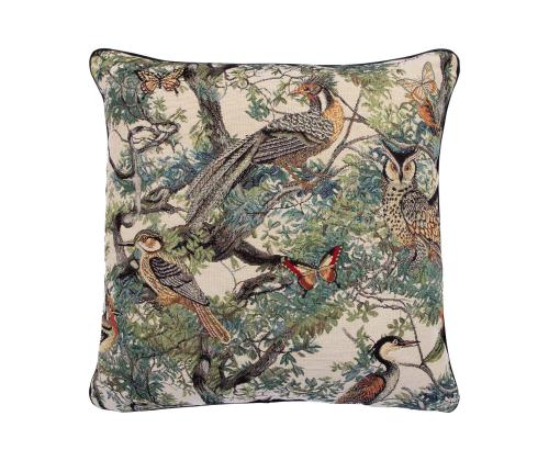 Tyyny HOLLY 45x45cm, metsän linnut, 50% polyesteri, 50% puuvilla, kangas 763