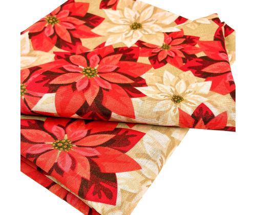 Pöytäliina CHRISTMAS NEW 136x220cm, joulunlehdet, 50% polyesteri, 50% puuvilla, kangas 575 cm