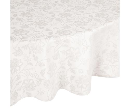 Pöytäliina PARTY pitsillä, D170cm, vaaleat kukat, 50% polyesteri, 50% puuvilla, kangas 589