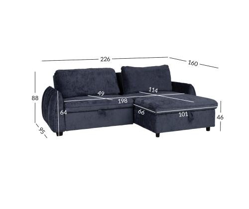 Kulmasohva CLOUD 226x95/160x88cm, sininen, sininen