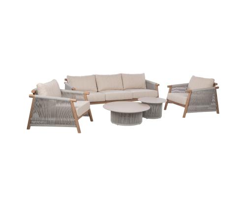 Puutarhakalusteet DIANA sohva, 2 nojatuolia ja 2 pöytää, beige