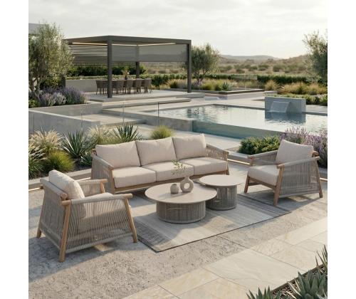 Puutarhakalusteet DIANA sohva, 2 nojatuolia ja 2 pöytää, beige