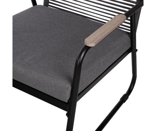 Puutarhakalustesarja MACOS pöytä, sohva ja 2 tuolia, harmaa/musta