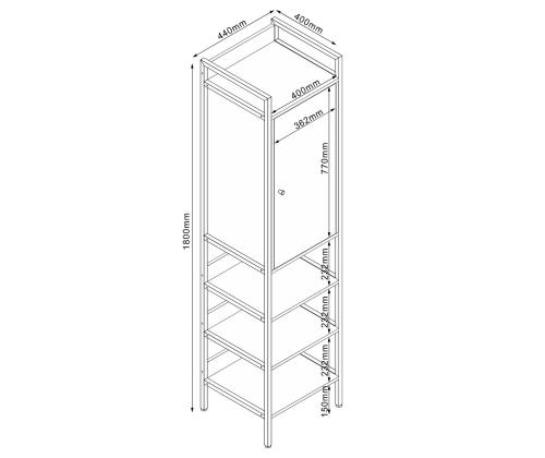 Viiniteline HANNES 44x40xH180cm, maalaismainen melamiinipintainen