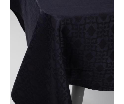 Pöytäliina PARTY 150x250cm, musta kuvio, 50% polyesteri, 50% puuvilla, kangas 937