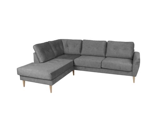 Kulmasohva HEIVI VN 250x200/90xH90cm, harmaa sametti